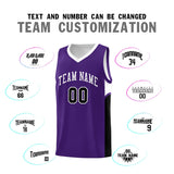 Custom Purple White Side U-shaped Patttern Double Side Sports Uniform Basketball Jersey