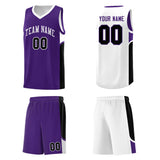 Custom Purple White Side U-shaped Patttern Double Side Sports Uniform Basketball Jersey