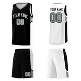 Custom Black White Side U-shaped Patttern Double Side Sports Uniform Basketball Jersey