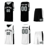 Custom Black White Side U-shaped Patttern Double Side Sports Uniform Basketball Jersey