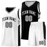 Custom Black White Side U-shaped Patttern Double Side Sports Uniform Basketball Jersey
