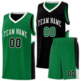 Custom Black Kelly Green Side U-shaped Patttern Double Side Sports Uniform Basketball Jersey