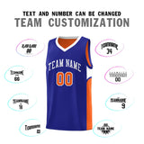 Custom Royal Orange Side U-shaped Patttern Double Side Sports Uniform Basketball Jersey