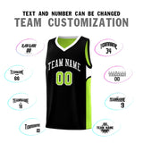 Custom Black Neon Green Side U-shaped Patttern Double Side Sports Uniform Basketball Jersey