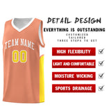 Custom Orange White Side U-shaped Patttern Double Side Sports Uniform Basketball Jersey