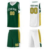 Custom Green White Side U-shaped Patttern Double Side Sports Uniform Basketball Jersey