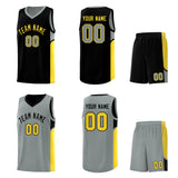 Custom Black Gray Side U-shaped Patttern Double Side Sports Uniform Basketball Jersey