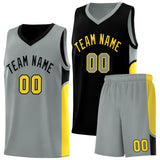Custom Black Gray Side U-shaped Patttern Double Side Sports Uniform Basketball Jersey
