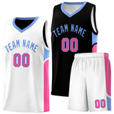Custom Black White Side U-shaped Patttern Double Side Sports Uniform Basketball Jersey