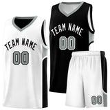 Custom Black White Side U-shaped Patttern Double Side Sports Uniform Basketball Jersey