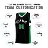 Custom Black Kelly Green Side U-shaped Patttern Double Side Sports Uniform Basketball Jersey