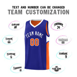 Custom Royal Orange Side U-shaped Patttern Double Side Sports Uniform Basketball Jersey
