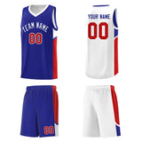 Custom Royal White Side U-shaped Patttern Double Side Sports Uniform Basketball Jersey