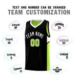 Custom Black Neon Green Side U-shaped Patttern Double Side Sports Uniform Basketball Jersey