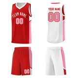 Custom Red White Side U-shaped Patttern Double Side Sports Uniform Basketball Jersey
