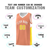 Custom Orange White Side U-shaped Patttern Double Side Sports Uniform Basketball Jersey