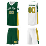 Custom Green White Side U-shaped Patttern Double Side Sports Uniform Basketball Jersey