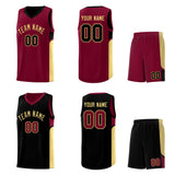 Custom Crimson Black Side U-shaped Patttern Double Side Sports Uniform Basketball Jersey