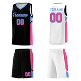 Custom Black White Side U-shaped Patttern Double Side Sports Uniform Basketball Jersey