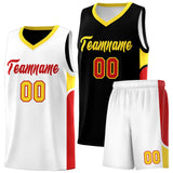 Custom Black White Side U-shaped Patttern Double Side Sports Uniform Basketball Jersey