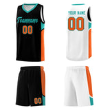 Custom Black White Side U-shaped Patttern Double Side Sports Uniform Basketball Jersey