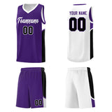 Custom Purple White Side U-shaped Patttern Double Side Sports Uniform Basketball Jersey