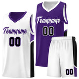 Custom Purple White Side U-shaped Patttern Double Side Sports Uniform Basketball Jersey