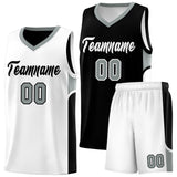 Custom Black White Side U-shaped Patttern Double Side Sports Uniform Basketball Jersey