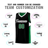 Custom Black Kelly Green Side U-shaped Patttern Double Side Sports Uniform Basketball Jersey