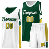 Custom Green White Side U-shaped Patttern Double Side Sports Uniform Basketball Jersey
