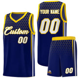 Custom Navy Personalized Honeycomb Pattern Sports Uniform Basketball Jersey