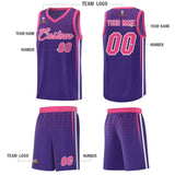 Custom Purple Personalized Honeycomb Pattern Sports Uniform Basketball Jersey