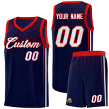 Custom Navy Personalized Honeycomb Pattern Sports Uniform Basketball Jersey