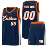 Custom Navy Personalized Honeycomb Pattern Sports Uniform Basketball Jersey