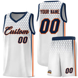 Custom White Personalized Honeycomb Pattern Sports Uniform Basketball Jersey