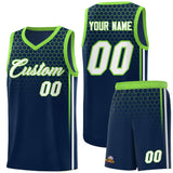 Custom Navy Personalized Honeycomb Pattern Sports Uniform Basketball Jersey