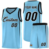 Custom Light Blue Personalized Honeycomb Pattern Sports Uniform Basketball Jersey