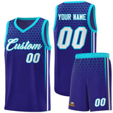 Custom Royal Personalized Honeycomb Pattern Sports Uniform Basketball Jersey