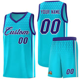 Custom Powder Blue Personalized Honeycomb Pattern Sports Uniform Basketball Jersey