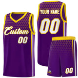 Custom Purple Personalized Honeycomb Pattern Sports Uniform Basketball Jersey