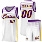 Custom White Personalized Honeycomb Pattern Sports Uniform Basketball Jersey