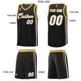 Custom Black Personalized Honeycomb Pattern Sports Uniform Basketball Jersey