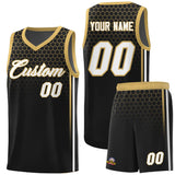 Custom Black Personalized Honeycomb Pattern Sports Uniform Basketball Jersey