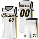 Custom White Personalized Honeycomb Pattern Sports Uniform Basketball Jersey