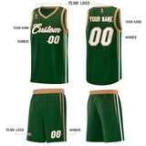 Custom Green Personalized Honeycomb Pattern Sports Uniform Basketball Jersey