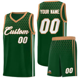 Custom Green Personalized Honeycomb Pattern Sports Uniform Basketball Jersey