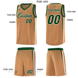 Custom Light Brown Personalized Honeycomb Pattern Sports Uniform Basketball Jersey