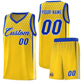 Custom Gold Personalized Honeycomb Pattern Sports Uniform Basketball Jersey