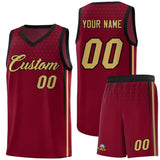 Custom Crimson Personalized Honeycomb Pattern Sports Uniform Basketball Jersey