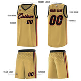 Custom Old Gold Personalized Honeycomb Pattern Sports Uniform Basketball Jersey